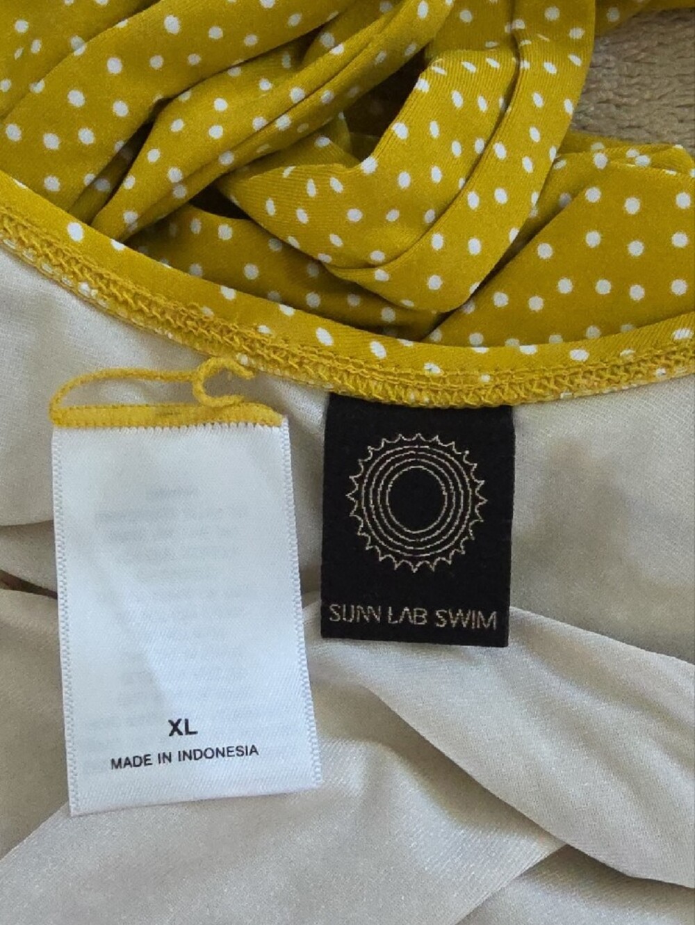 Women’s Yellow Polka Dot Cutout One-Piece Swimsuit - Picture 4 of 4